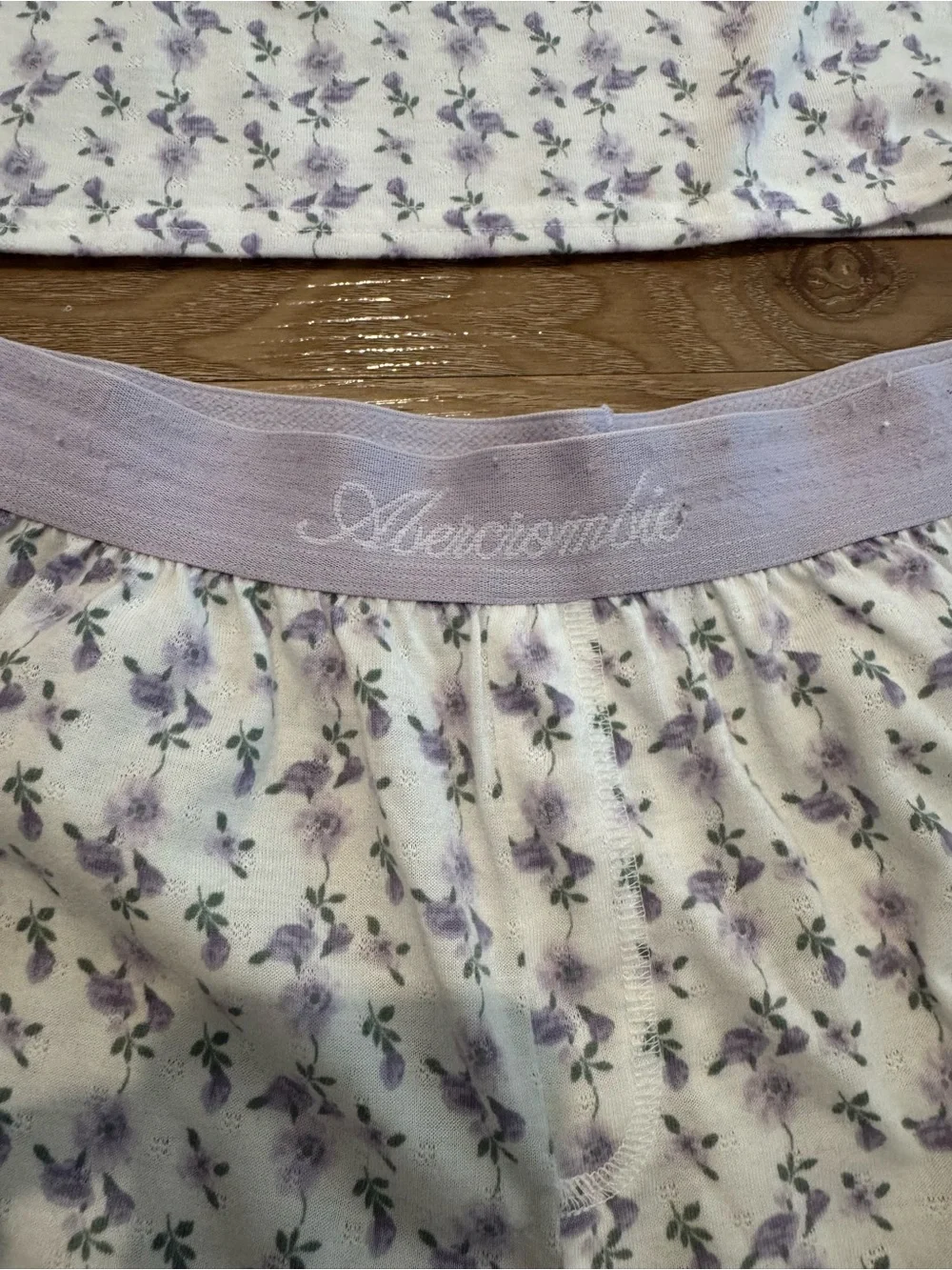 Abercrombie Kids Girls 2 Pc Pajama Set Floral Purple Sleepwear Size 9/10